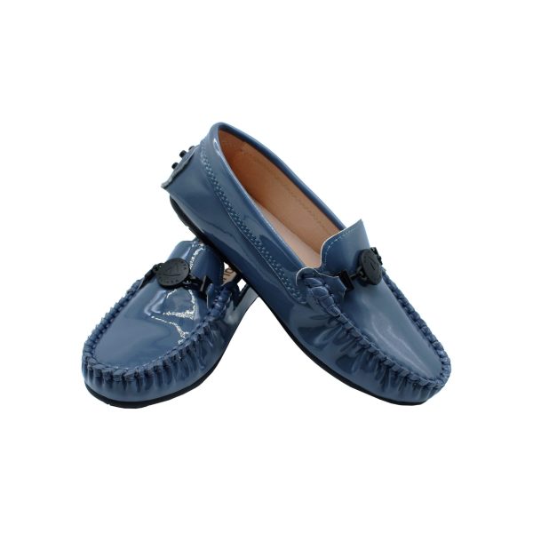 Grey polish buckle moccasin